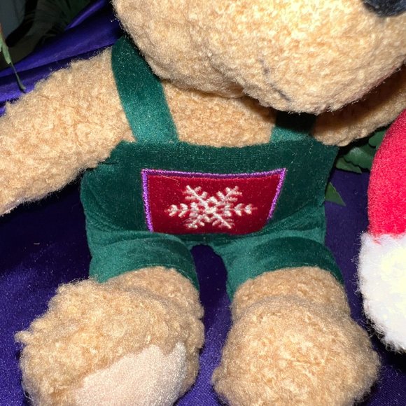 VTG📌Hallmark Christmas Kissing Mistletoe Teddy Bears Plush Animals Love & Kiss - Picture 6 of 14